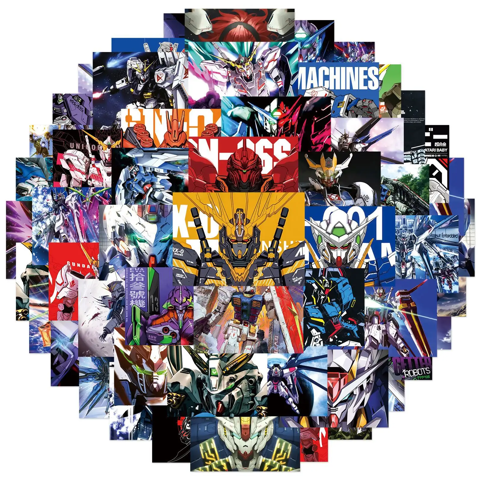 50 Uds Robots japoneses de moda pegatinas de grafiti de Anime para niño teléfono portátil vinilo Gundams pegatina de póster de dibujos animados