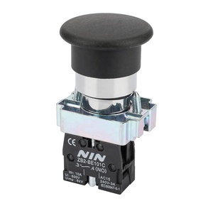 XB2-BC interruttore a pulsante con alloggiamento in argento da 40mm con funzione di ripristino automatico 1NO a fungo nero in metallo 220V tensione Max - Product Image 2