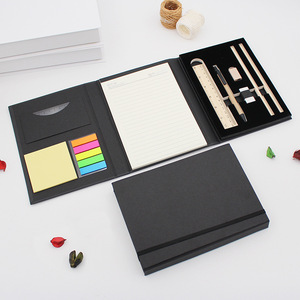 工厂定制组合记事本黑色牛皮纸套装，带笔记本创意记事本 - Product Image 1