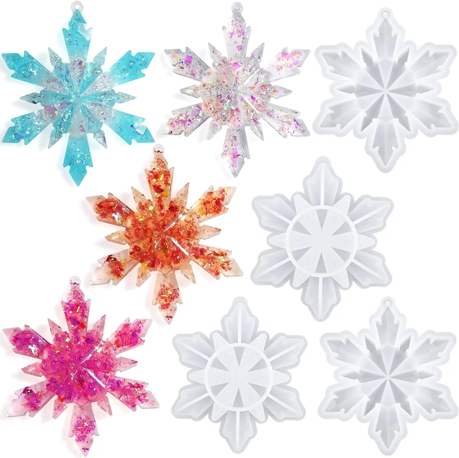 1089 Silicone Grande Snowflake Mold Natal Ornamento Resina Moldes para Xmas Inverno Decoração