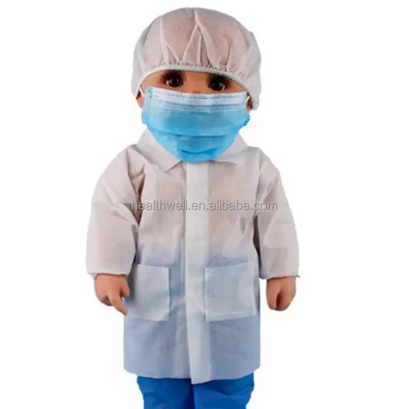 Bata de laboratorio blanca no tejida desechable para niños, disfraz de Cosplay de científico