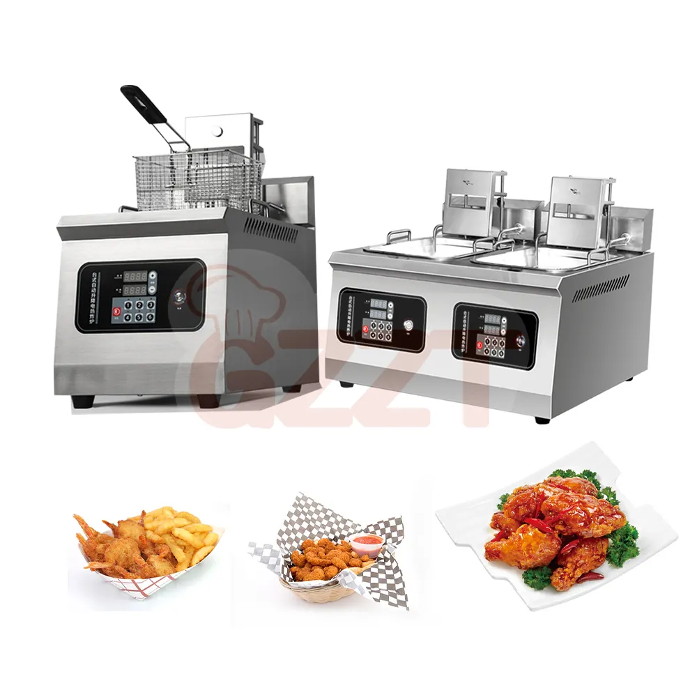 Fritadeiras elétricas de indução, economia de energia 28l, 7kw, comercial, automática, com medidor digital, para restaurante