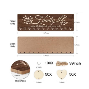 Mộc mạc DIY đánh bóng bằng gỗ treo Hội Đồng Quản trị sinh nhật kỷ niệm nhắc nhở với 100pcs gỗ thẻ gia đình lịch Hội Đồng Quản Trị - Product Image 3