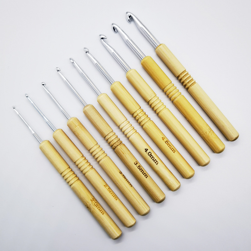 9-piece set - wooden handle, original silver tips