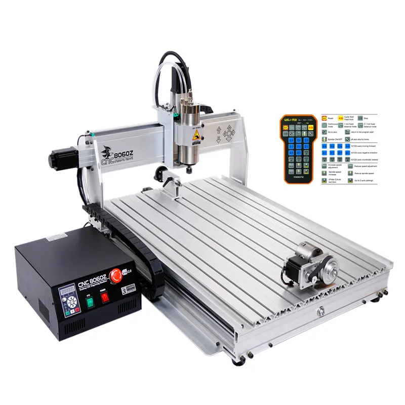 Máquina de grabado y tallado de enrutador CNC 8060Z LY, 3 ejes, 4 ejes con husillo de refrigeración por agua HF de 2200W para trabajo de madera de PVC ABS PCB