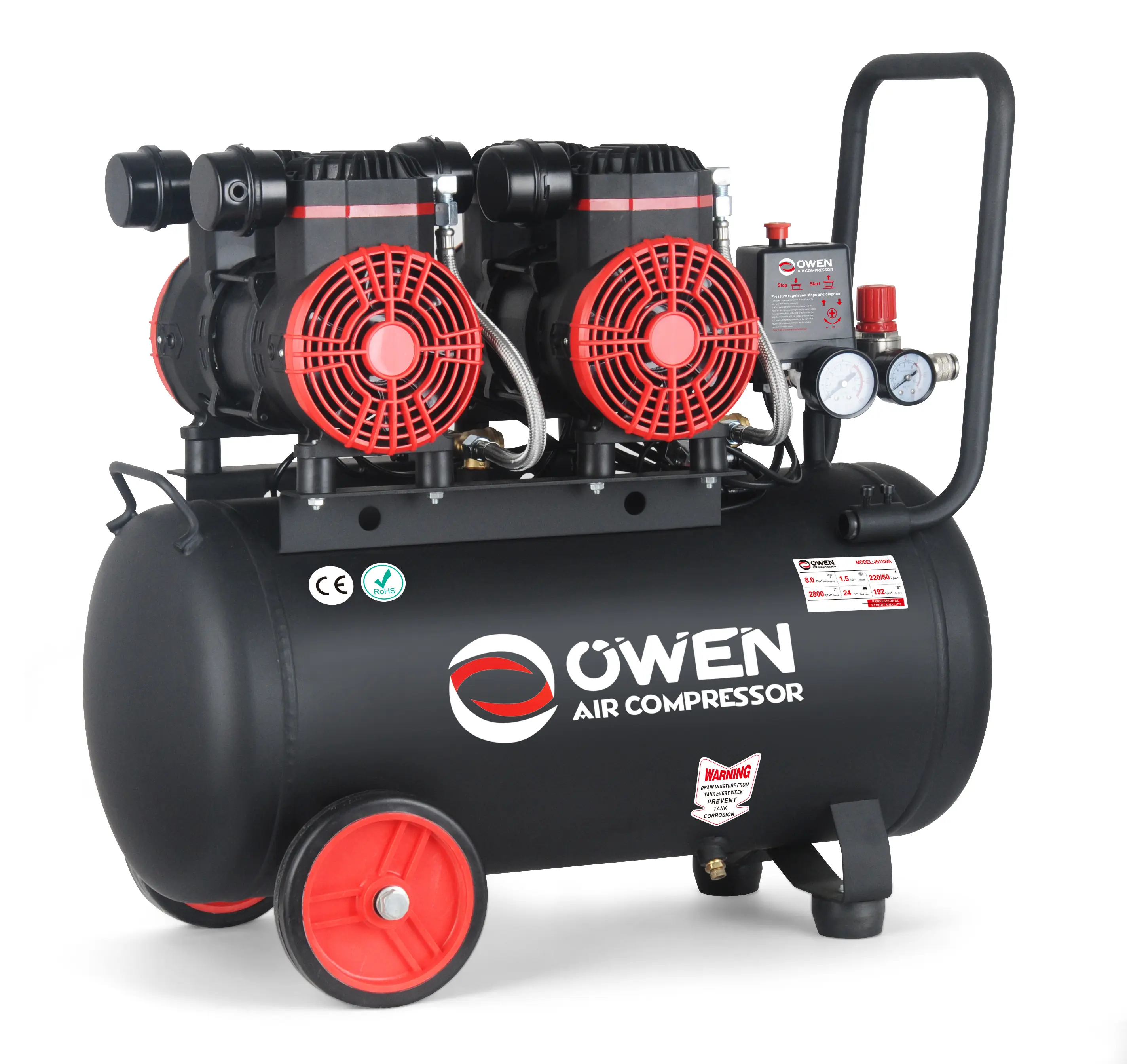OWEN Low noise oil free silent air compressor 50L 2head