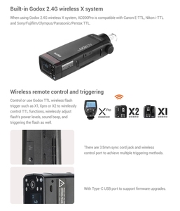 热卖Godox AD200专业袖珍闪光灯TTL HSS 2.4G无线X系统DSLR数码相机户外闪光灯 - Product Image 3