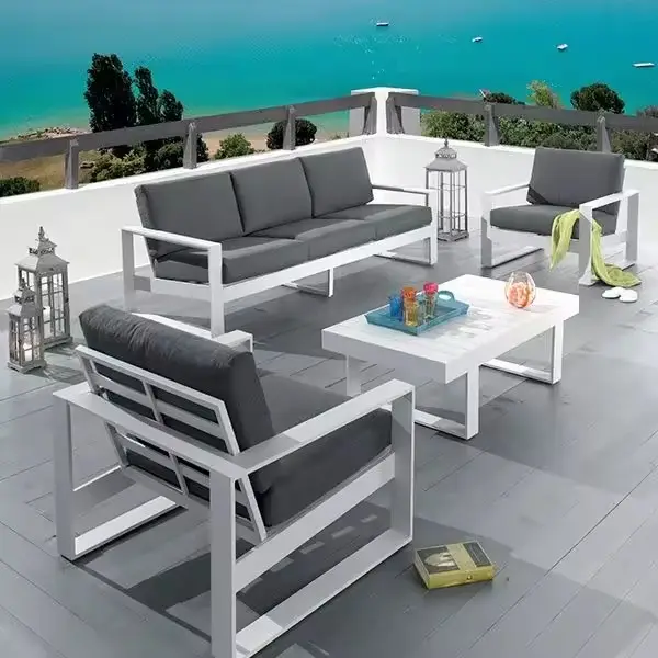 Современная Высококачественная алюминиевая садовая мебель уличная мебель патио вилла отель французская терраса диван дизайн мебель современный