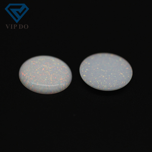 2mm-12mm 92 çok renkli sentetik opal yuvarlak düz geri cabochon kesim OP #17 beyaz opal gevşek taş yangın bombeli kesim opal  taşlar - Product Image 2