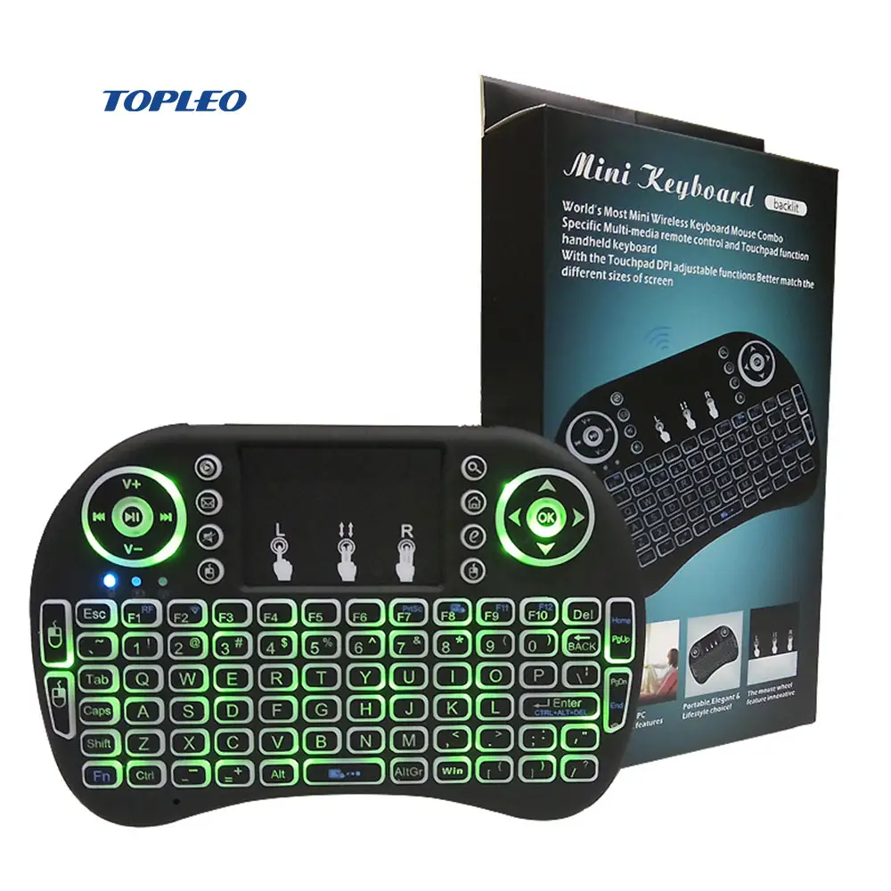 Usb sem fio 2.4G mini teclado touchpad i8 mini-pc com backlit