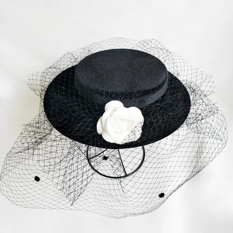 Projeto o mais novo vestido de casamento chapéus Tea Party Kentucky Derby Chapéu preto das mulheres da igreja chapéus