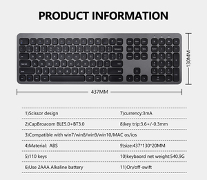 Interruttore a forbice tastiera Wireless 2.4GHz con tastierino numerico a grandezza naturale per tastiera da strega per Windows Mac I.OS - Product Image 6
