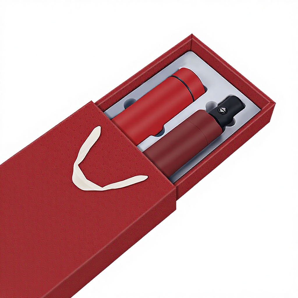 Cup + umbrella + red drawer gift box