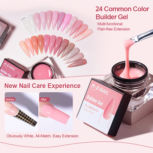 R का नाखून थोक बिक्री 24 रंग जेल बिल्डर 15 ग्राम उच्च गुणवत्ता वाली कम गर्मी कोई बर्न हेमा मुक्त एक्रिलिक ठोस हार्ड जेल बिल्डर - Product Image 2