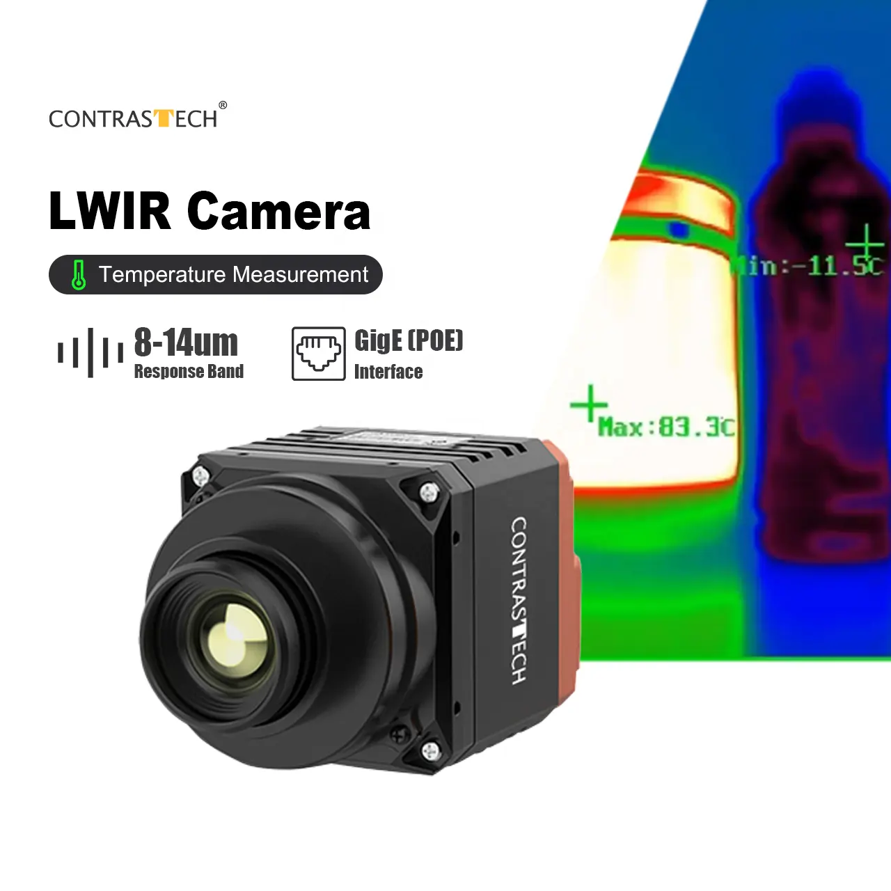 Lwir térmica 15mm 25mm interface linux gige resolução 640x512 câmera hyperspectral de visão noturna para máquina