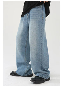 <strong>Mens</strong> Jeans Custom Denim Streetstyle Oversized Unisex ultra Biker Loose Baggy Jeans Pants <strong>Men</strong> Straight Blue Wide Leg Jeans - Product Image 2