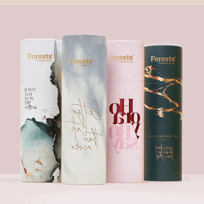 High borosilicate empty OEM Supplier Promotion Golden Cylinder Cardboard Champagne Paper Gift Wine Tube For Wine Packing