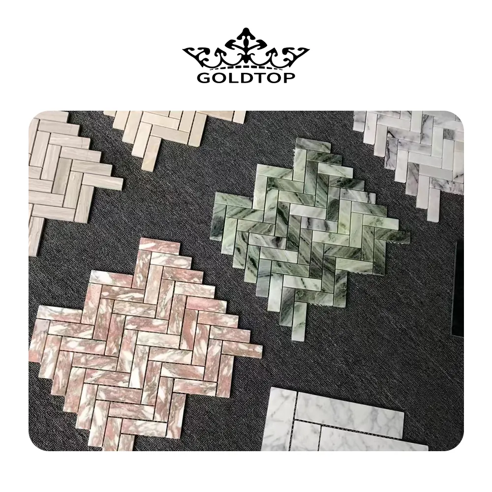 GOLDTOP OEM/ODM Marmore mosaico azulejo for hoteel design sheet tile cloud jade marble tile green marble mosaic tile