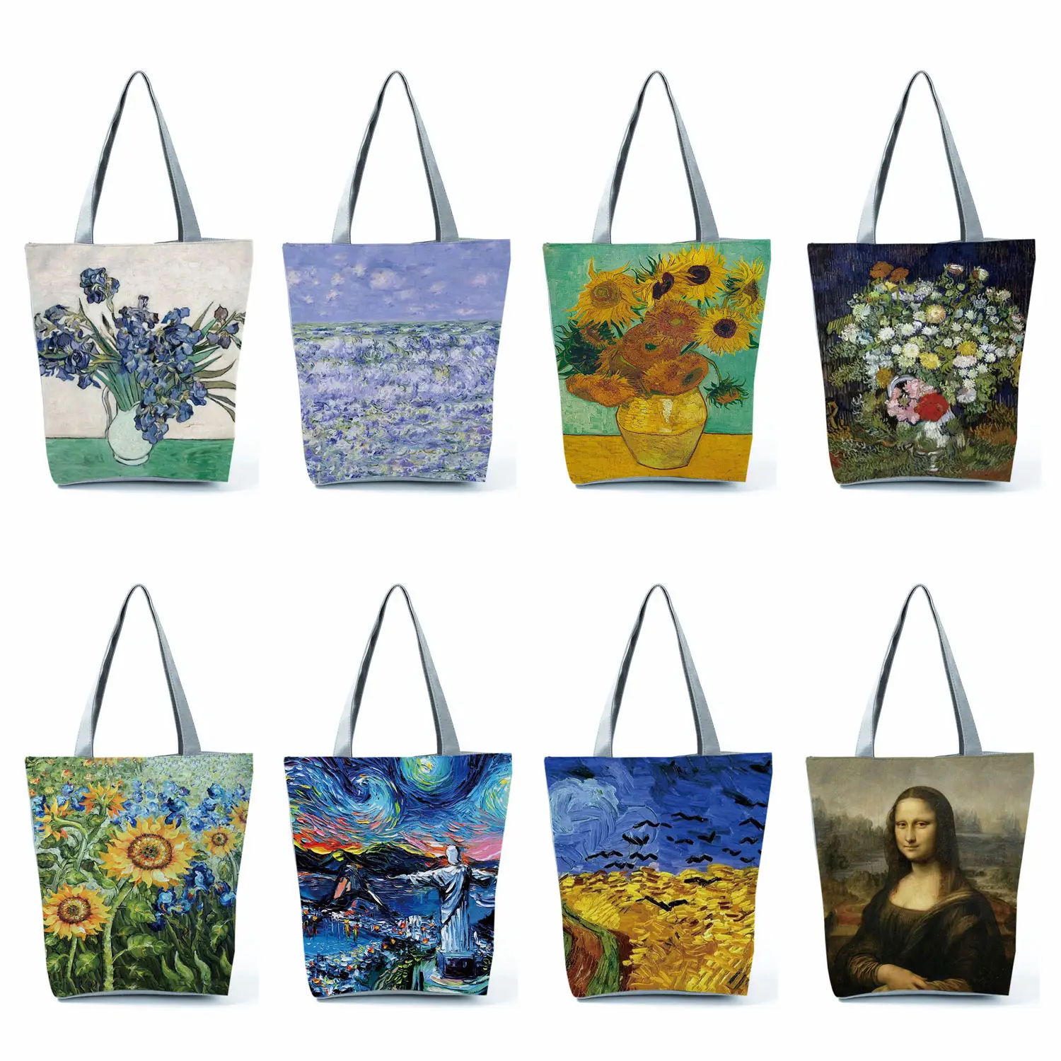 Дизайнерские сумки с принтом картины маслом Ван Гога, модная сумка через плечо из полиэстера, Индивидуальная сумка-тоут, дружественная пляжная сумка для покупок, оптовая продажа