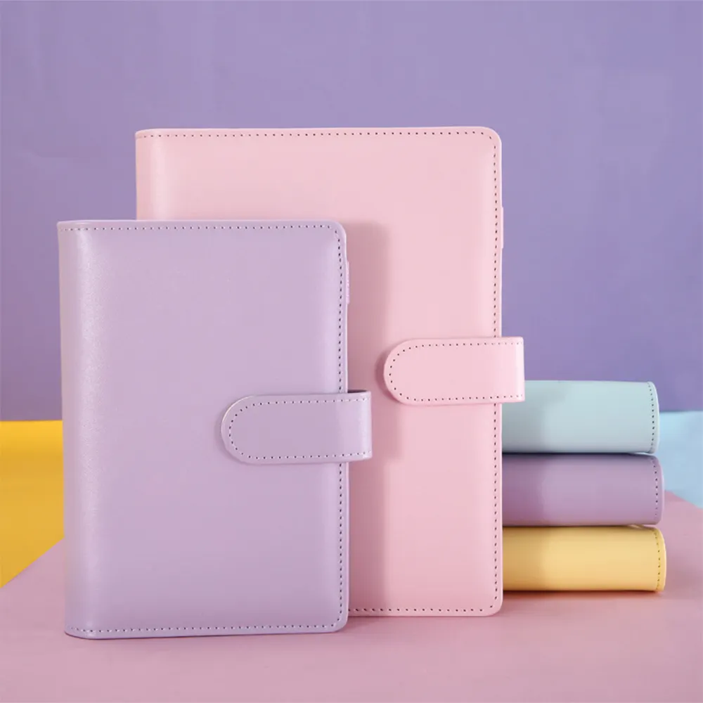 Organisateur en cuir PU personnalisé, A5 A6, pour ordinateur, couverture de Notebook, agenda 6 anneaux, lieur à feuilles amples