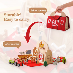 Wooden Farm Play Set for Kids Educational Pretend Play <strong>Toy</strong> With Animals Barn Tractor and Farmer Montessori <strong>Toy</strong> for Toddler - Product Image 3