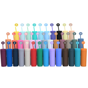 Özel sıska akrilik mat çift duvar 16oz plastik kapak ve saman ile kahve bardağı bardak - Product Image 1