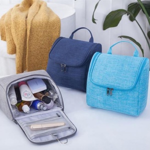 Bolsa de maquiagem feminina, bolsa de maquiagem multifuncional feita em nylon, impermeável, organizadora para viagem, de higiene pessoal