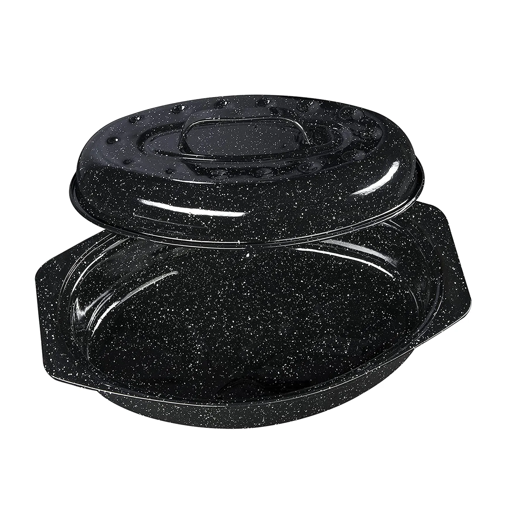 large Speckled Black enamel Nonstick Covered Oval easy clean oven baking pans carbon steel Roasting pan
