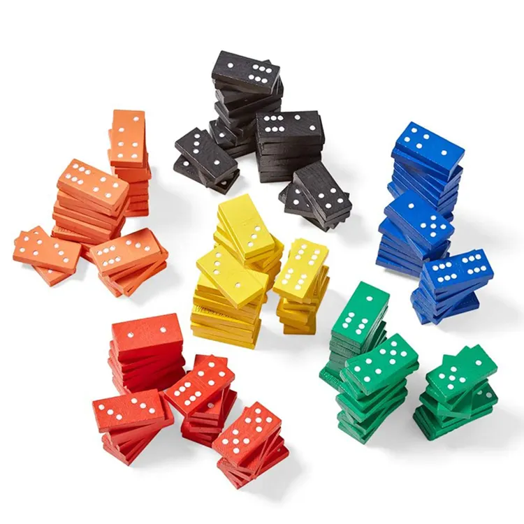 28 Buah Ubin Domino Kayu Warna-warni Montessori Matematika Manipulasi Ganda Enam Domino Permainan untuk Belajar Anak-anak