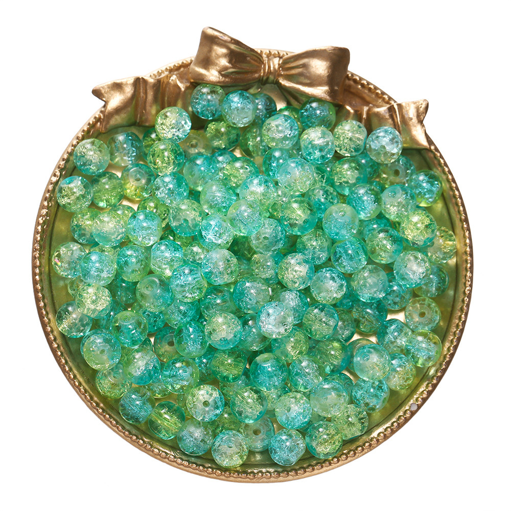Perles de verre craquelé bicolores - bleu-vert