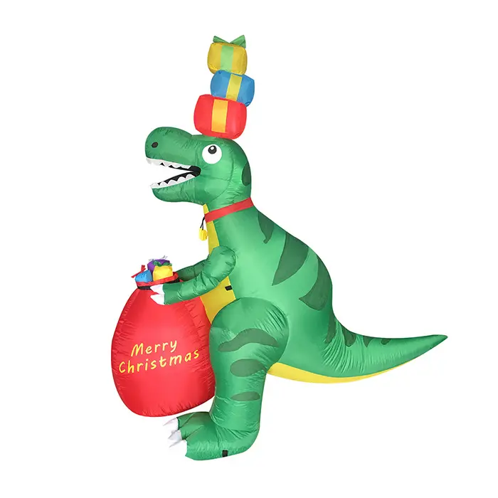 Dinosauro gonfiabile gigante della decorazione del giardino con il modello gonfiabile della decorazione di natale del sacchetto del regalo