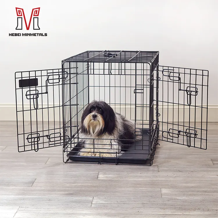 Cages pour animaux de compagnie pliables en métal de tailles multiples OEM ODM caisse moderne pliable pour chiens