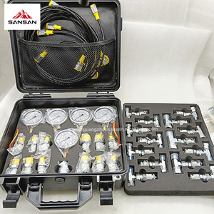 Bộ dụng cụ đo áp suất thủy lực 5 đồng hồ đo kèm đầu nối chữ T dùng cho máy xúc - Product Image 1