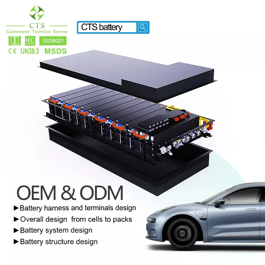 CTS 300V 350V 400V 614V 50kWh 100kwh 200kwh battery pack ev car lifepo4 electric car battery pack for OEM and ODM