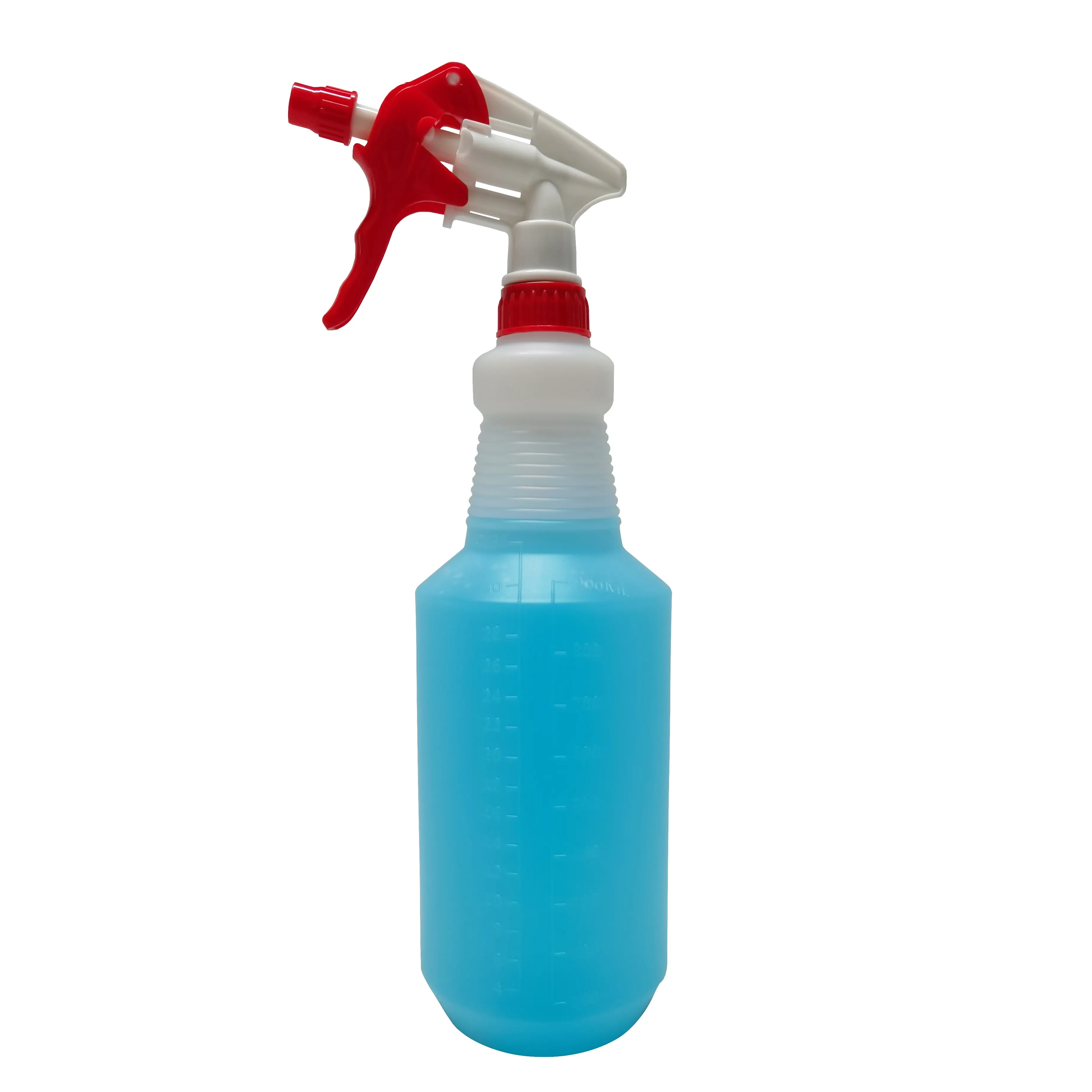 1000ml de vaporisateur cylindrique en plastique PE vide D Trigger 32 oz avec pulvérisateur à gâchette rouge et blanc ou bleu et blanc