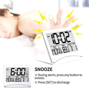Digitaler Reise wecker Faltbarer Kalender Temperatur Timer LCD-Uhr mit Schlummer modus Große Anzahl Anzeige Batterie betrieben - Product Image 6