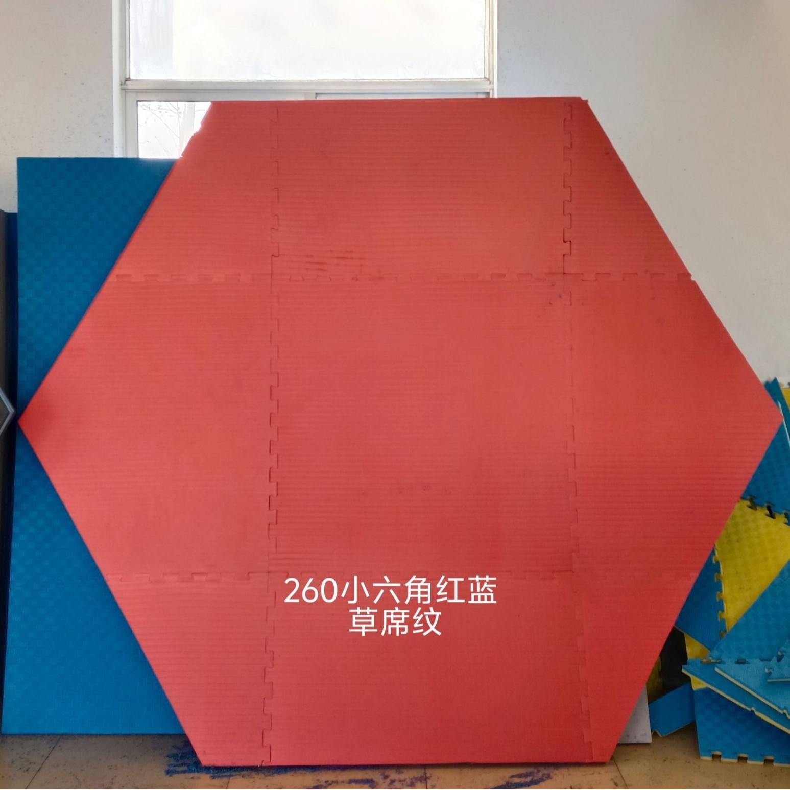 260 Motifs de petits tapis d'herbe hexagonaux rouges et bleus