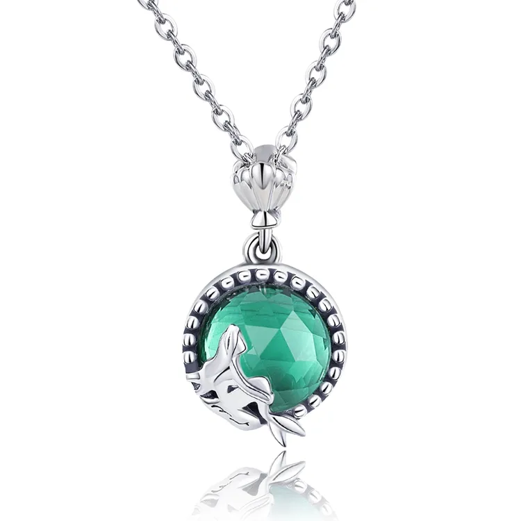 Модное дизайнерское ожерелье Qings из окисленного серебра 925 пробы с подвеской Love Of Mermaid, комплект ювелирных изделий, ожерелье для влюбленных женщин и девушек
