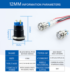 <strong>Switch</strong> 8Mm/<strong>10Mm</strong>/12Mm/16Mm/19Mm/22Mm/25Mm/28Mm/30Mm on OFF Button Metal PushButton With Connector Led Push Button Light - Product Image 2