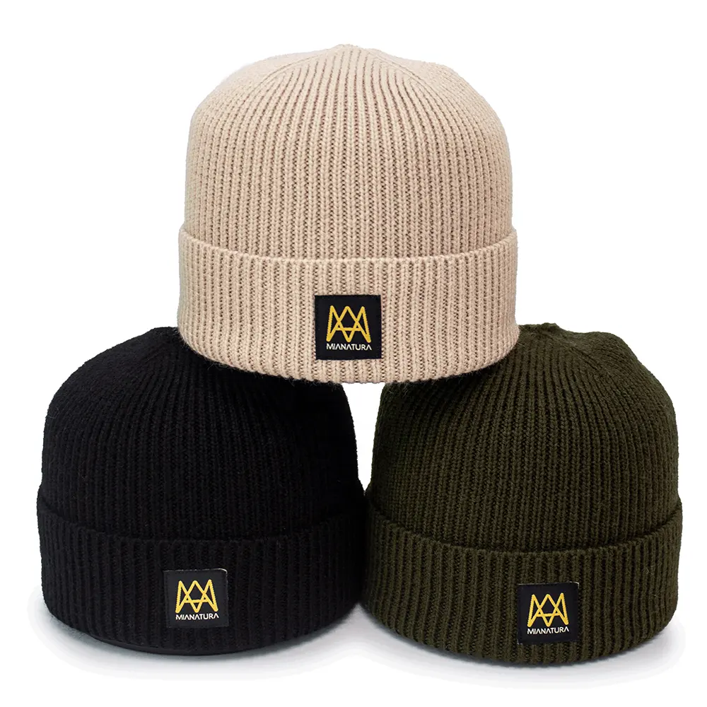 Satu manset/manset Beanie mianura Beanie pria wol hangat topi untuk wanita pria rajutan Slouchy hangat tengkorak Beanie ski Skating