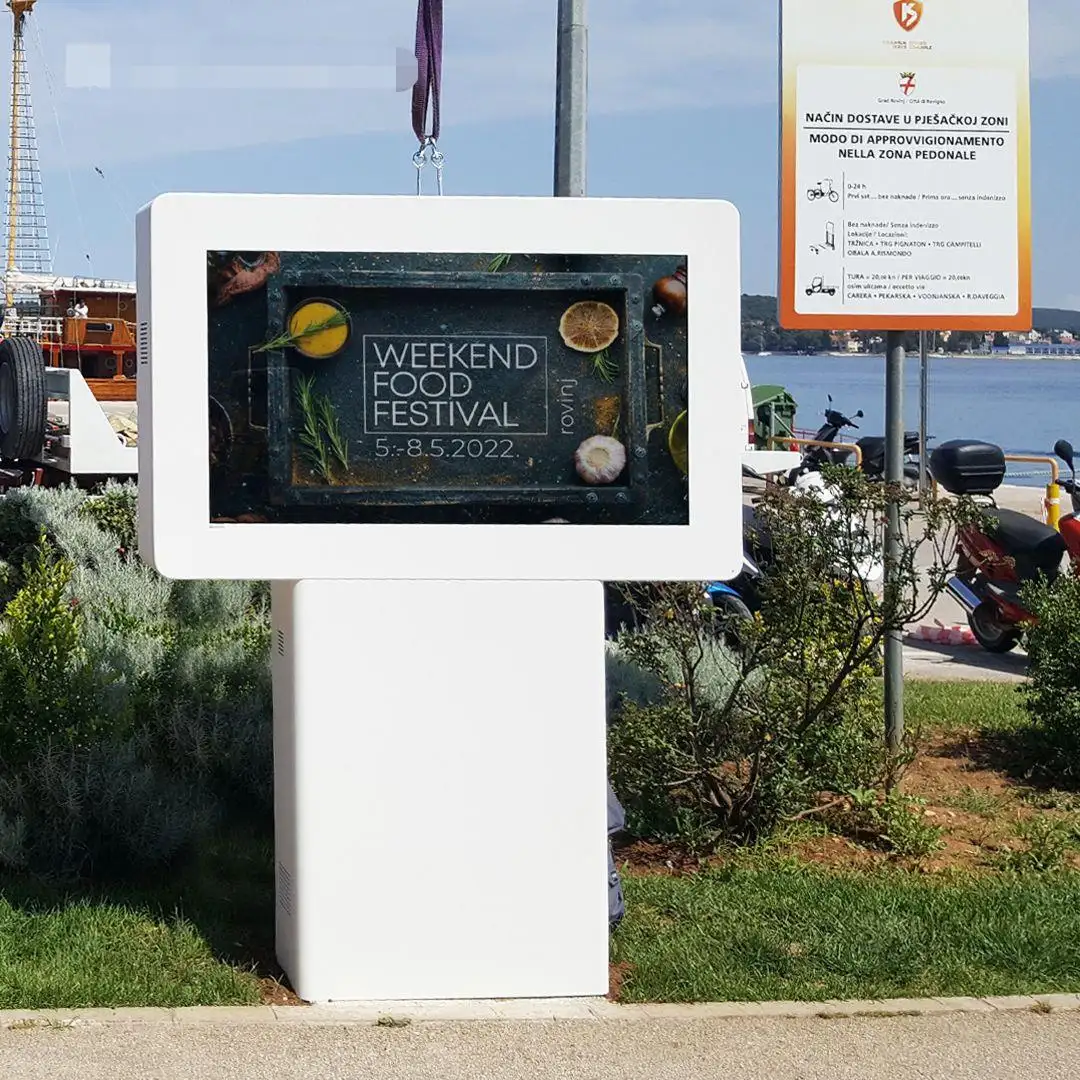 43 55 65 pollici schermo leggibile alla luce del sole Outdoor Tv impermeabile AR glass 4K Display Kiosk Outdoor Digital Signage Totem Monitor LCD