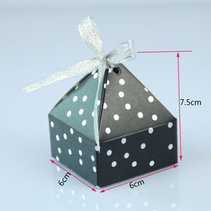 金字塔形圆点小包装盒巧克力糖果包装三角盒带丝带结婚 - Product Image 5
