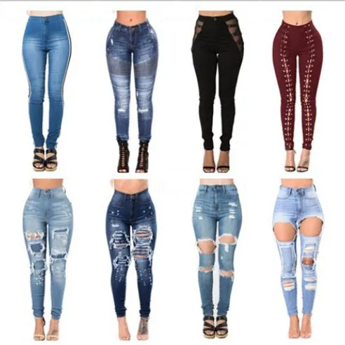 Casual Ripped Skinny Schnürung Neue Jeans hose Jeans Damen Jeans hose