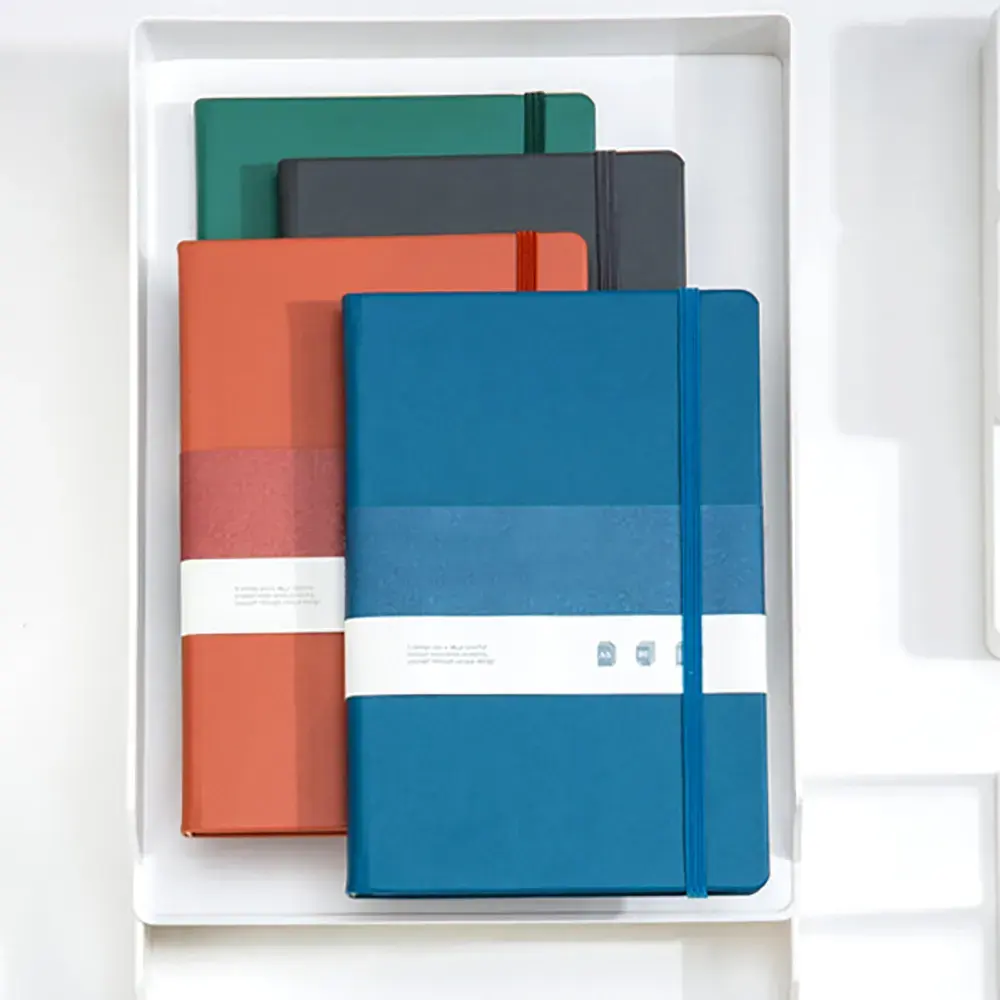 Marcador tecido linho capa dura Eco Notebooks A5 preto Business Journal ouro coluna reutilizável caderno planejador