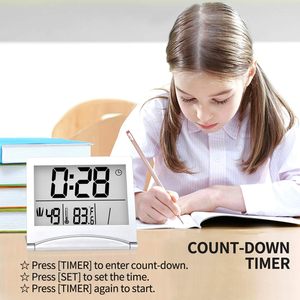 Digitaler Reise wecker Faltbarer Kalender Temperatur Timer LCD-Uhr mit Schlummer modus Große Anzahl Anzeige Batterie betrieben - Product Image 5