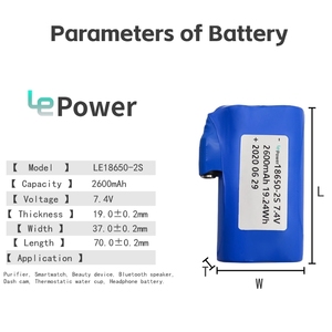ก้อนแบตเตอรี่ลิเธียมไอออน18650 2600mAh 2S พร้อม PCM สำหรับอุปกรณ์อิเล็กทรอนิกส์สำหรับผู้บริโภค - Product Image 5
