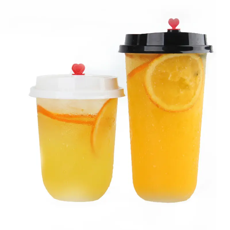 स्वनिर्धारित लोगो नए यू आकार के स्मूथी कप ढक्कन के साथ कोल्ड ड्रिंक जूस और दूध वाली चाय