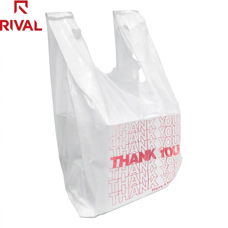 D2w Biodegradável compostável saco de compras logotipo personalizado saco de plástico camiseta