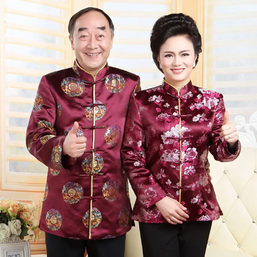 جديد زوجين من بدل تانغ والملابس الصينية التقليدية معاطف للرجال والنساء ملابس بأكمام طويلة جاكيت صيني