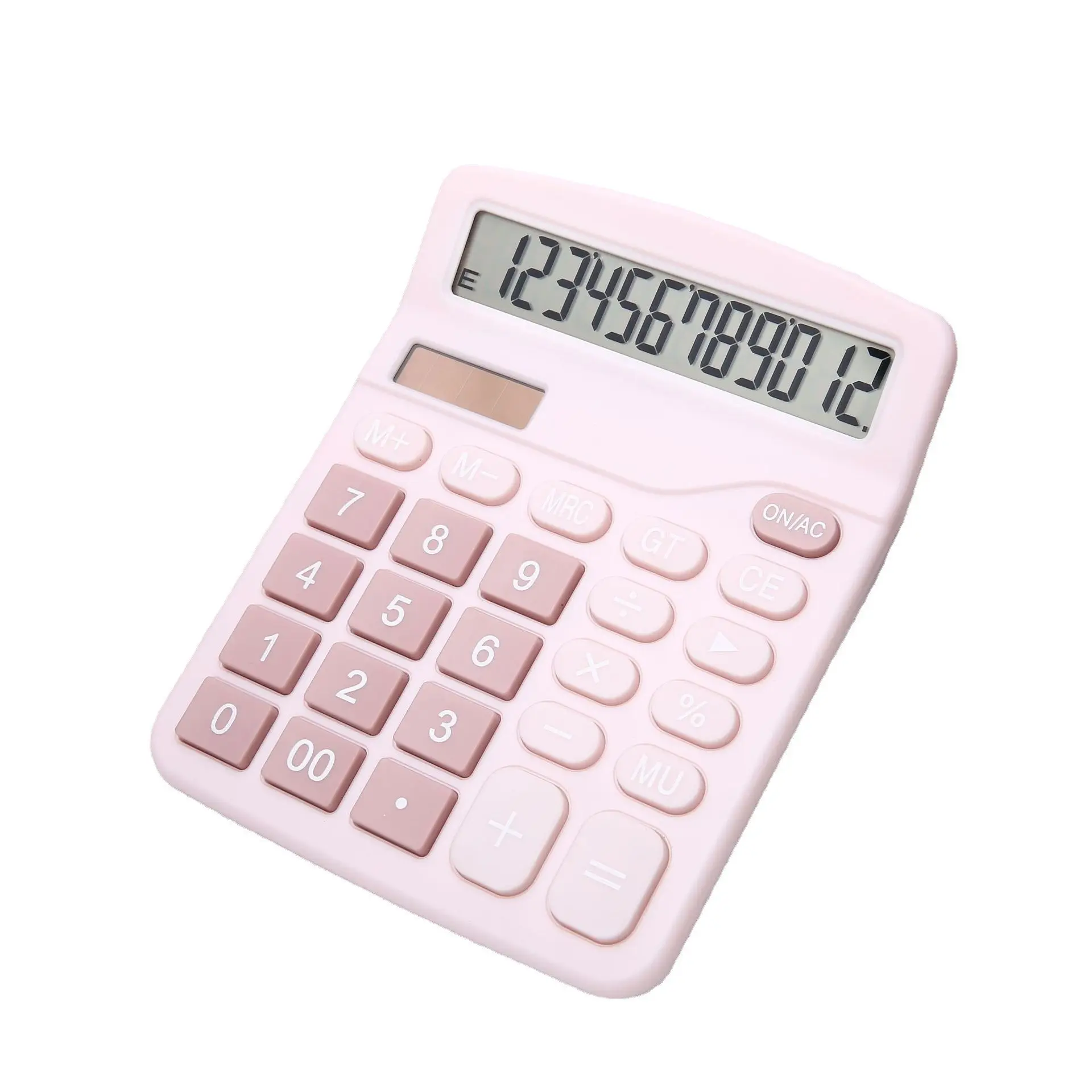 12 Digits Electronic Calculator And AA Battery Dual Power Calculator Office Financial Basic Desk Calculator-Pink
